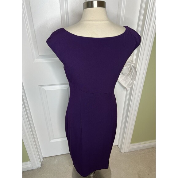 Dressbarn Women's Purple Sleeveless Faux Wrap Ruched Dress Size 12 (M) Stretchy - Picture 10 of 10